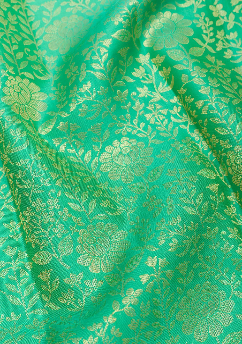 Rama Green Zariwork Pure Silk Saree-Koskii