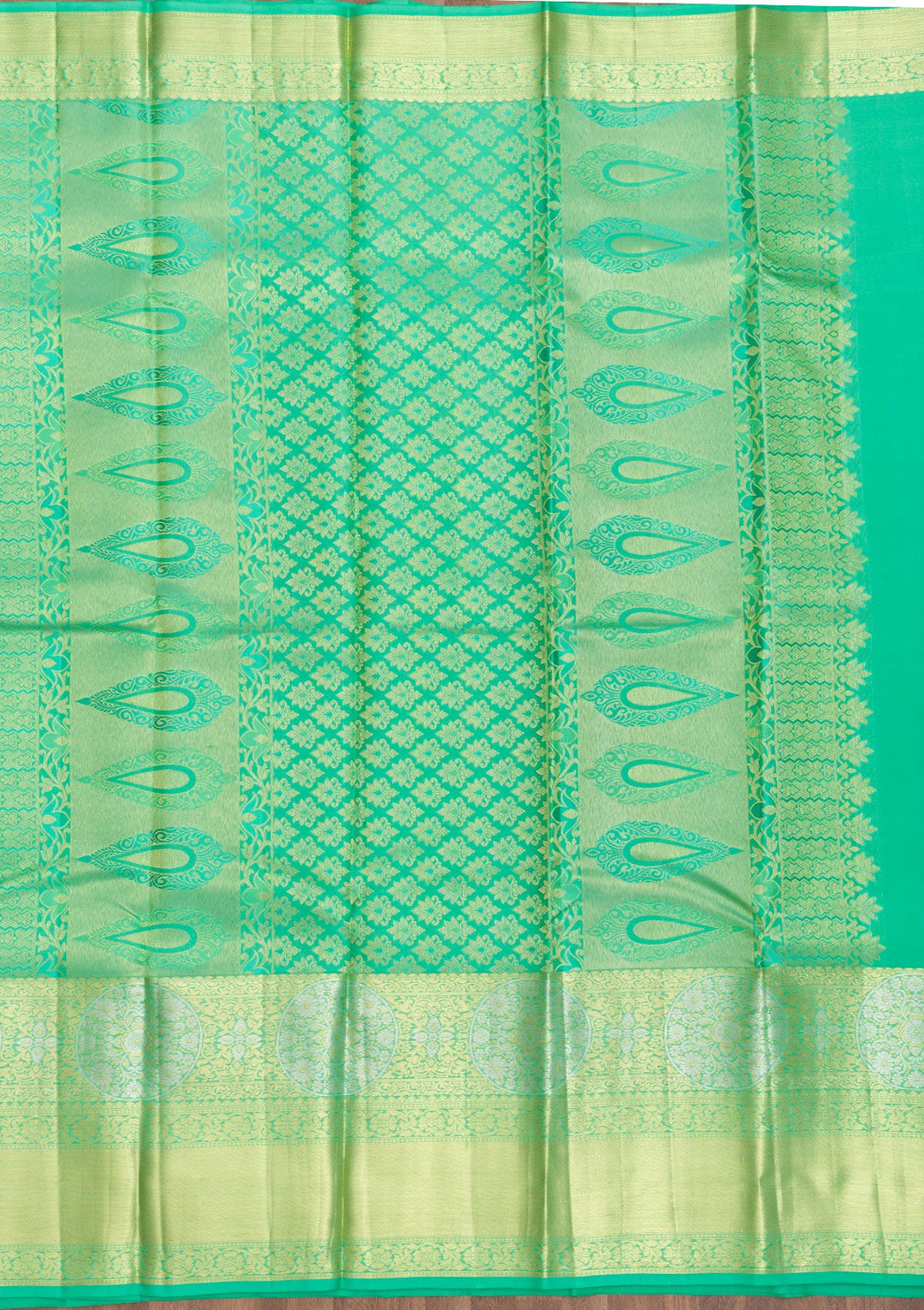 Rama Green Zariwork Pure Silk Saree-Koskii