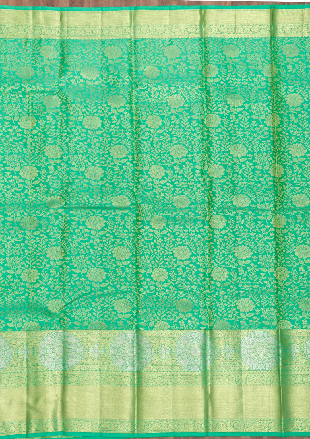 Rama Green Zariwork Pure Silk Saree-Koskii