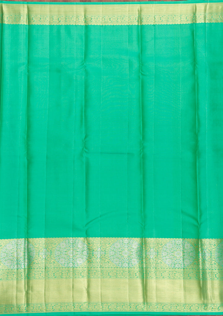 Rama Green Zariwork Pure Silk Saree-Koskii