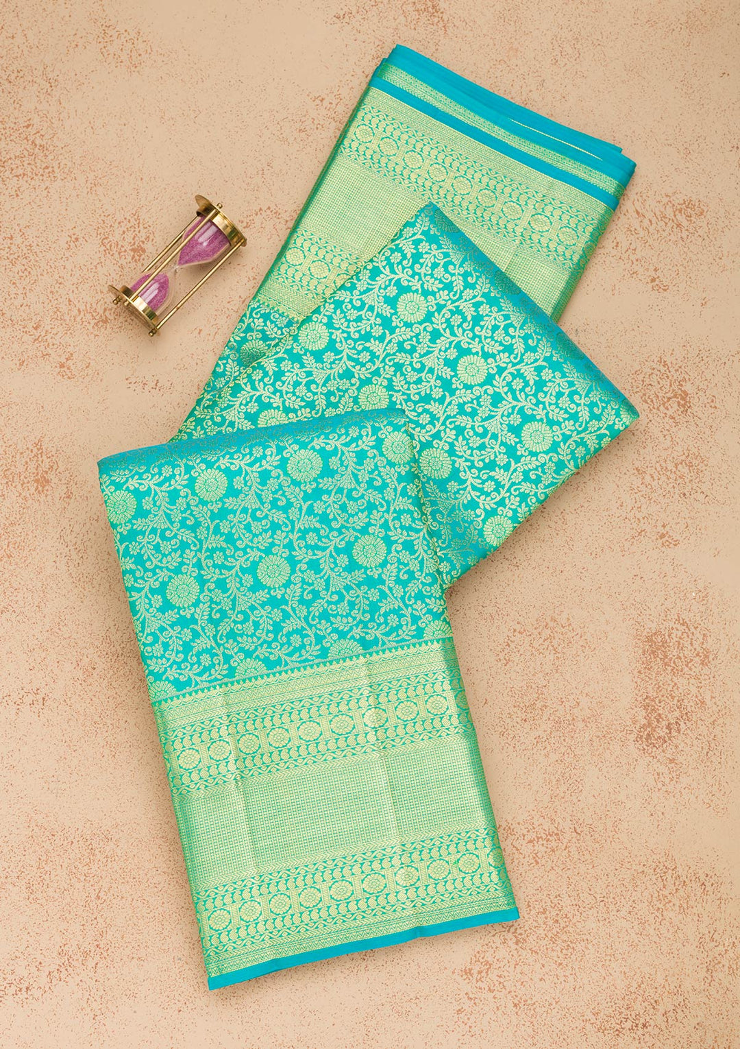 Rama Green Zariwork Pure Silk Saree-Koskii