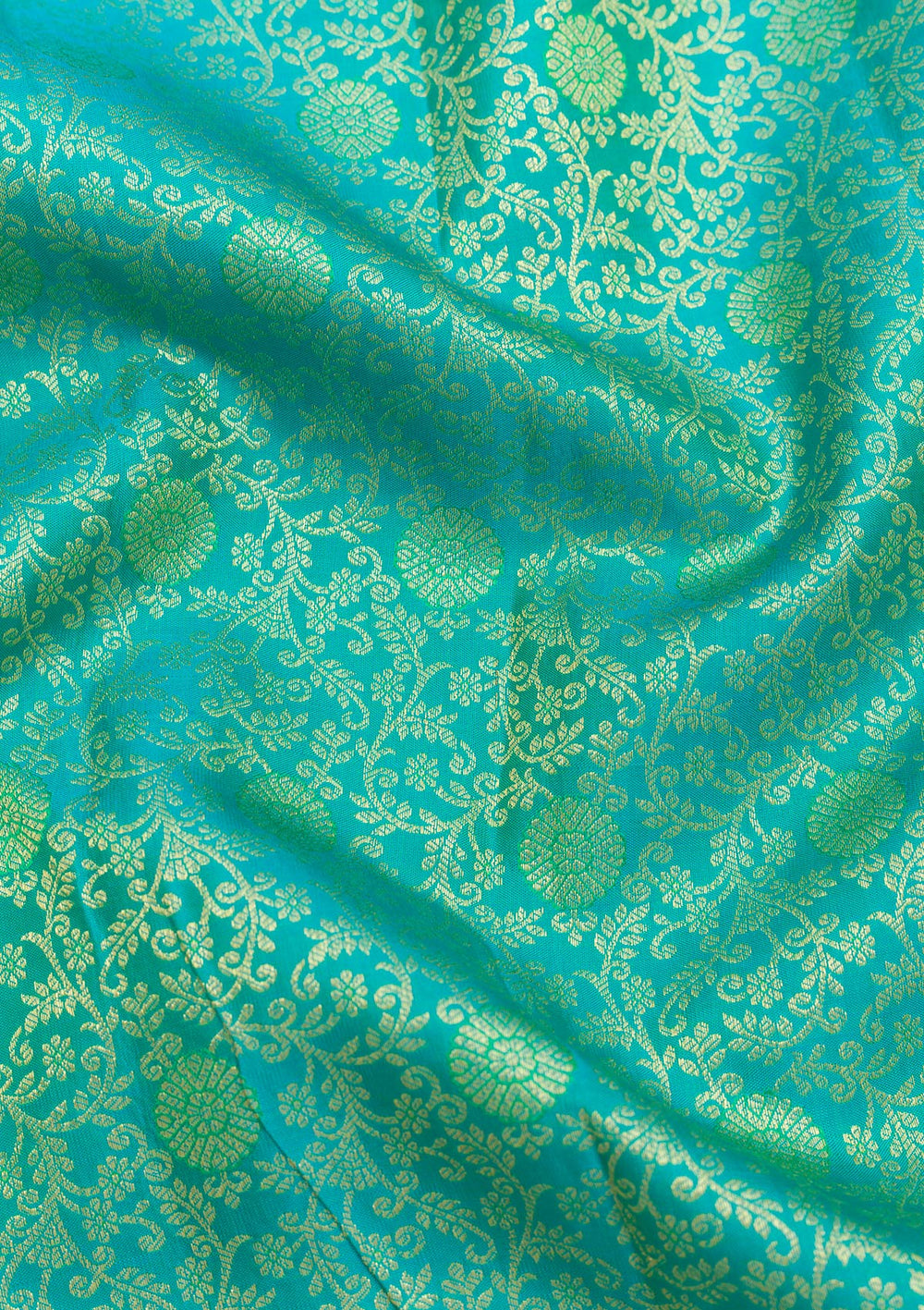 Rama Green Zariwork Pure Silk Saree-Koskii