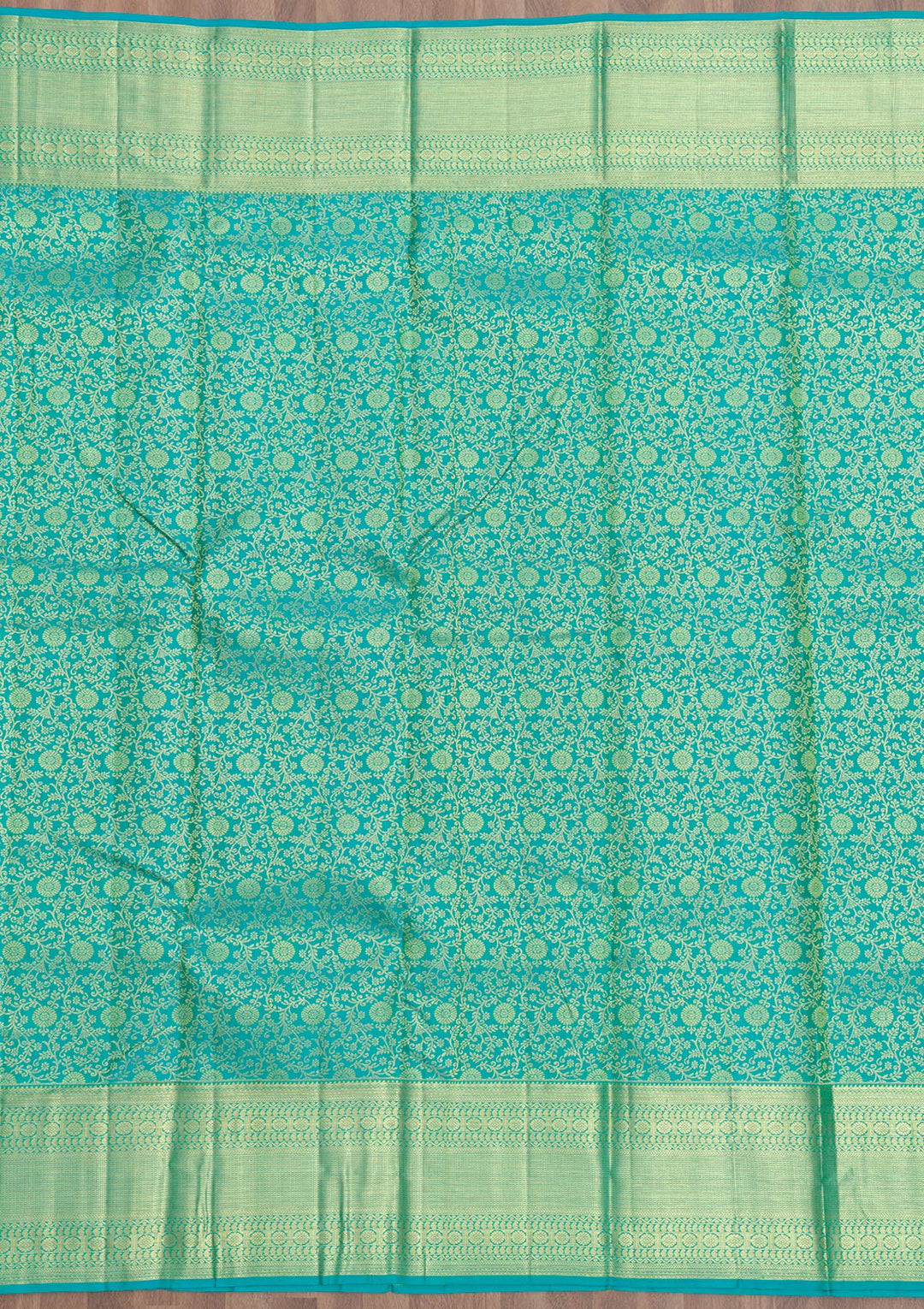 Rama Green Zariwork Pure Silk Saree-Koskii