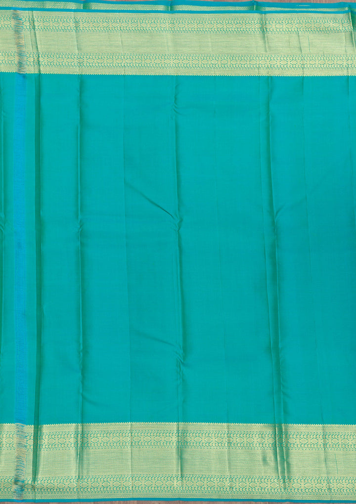 Rama Green Zariwork Pure Silk Saree-Koskii