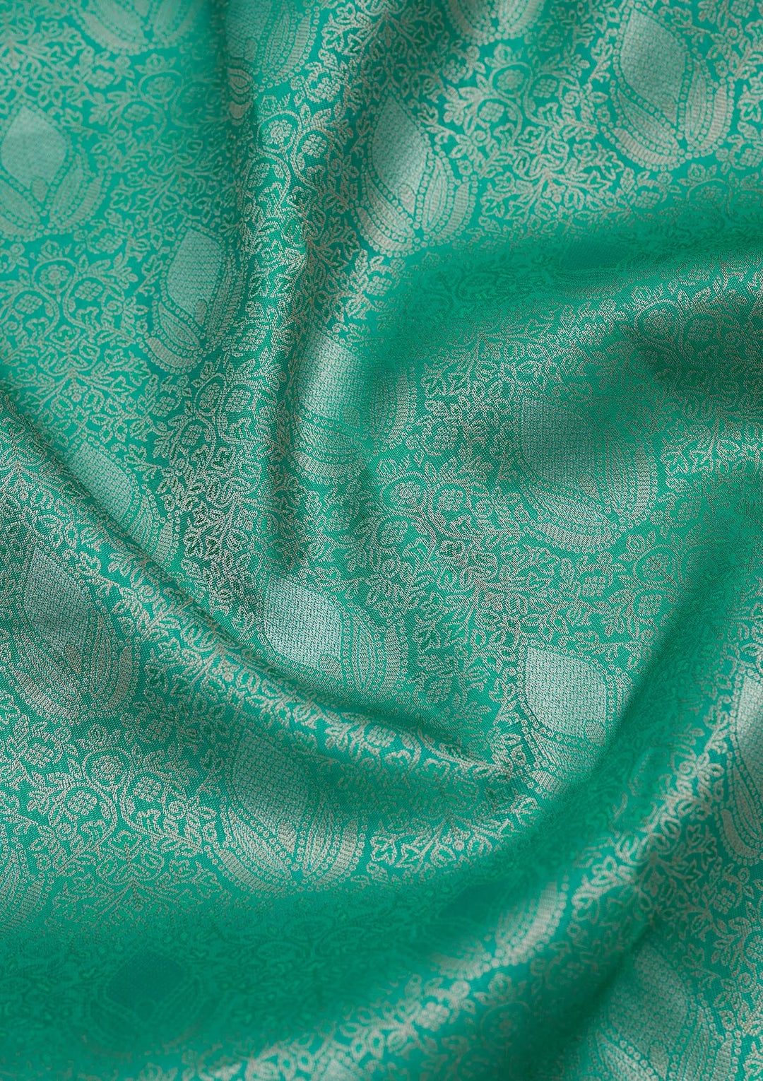 Rama Green Zariwork Pure Silk Saree-Koskii