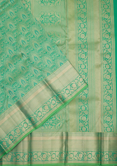 Green Zariwork Pure Silk Saree-Koskii