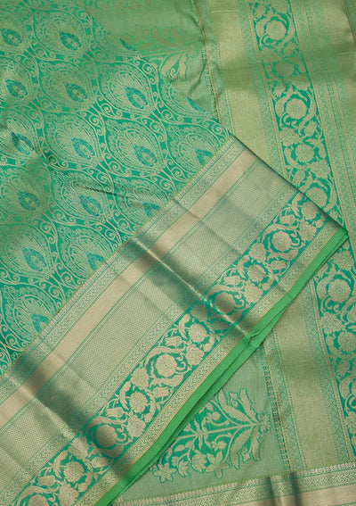 Green Zariwork Pure Silk Saree-Koskii