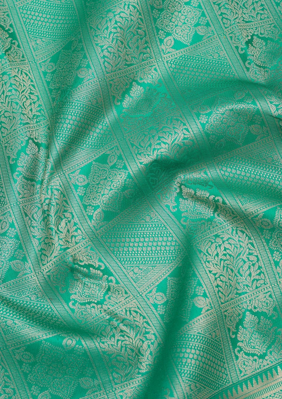 Rama Green Zariwork Pure Silk Saree-Koskii