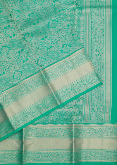 Rama Green Zariwork Pure Silk Saree-Koskii