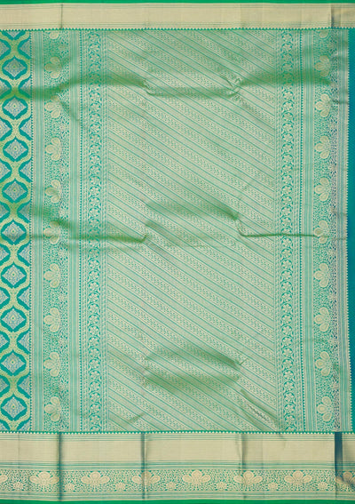 Rama Green Zariwork Pure Silk Saree-Koskii