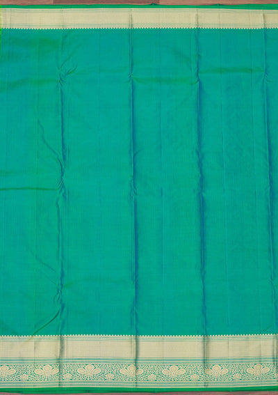 Rama Green Zariwork Pure Silk Saree-Koskii