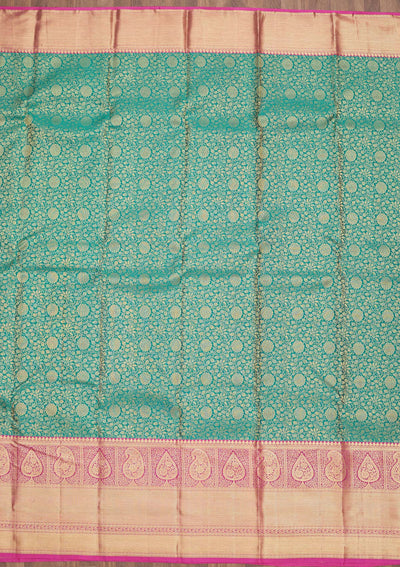 Rama Green Zariwork Pure Silk Saree-Koskii