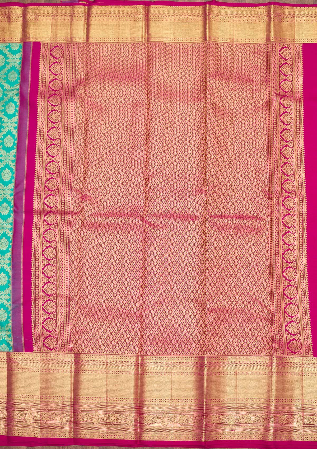 Rama Green Zariwork Pure Silk Saree-Koskii