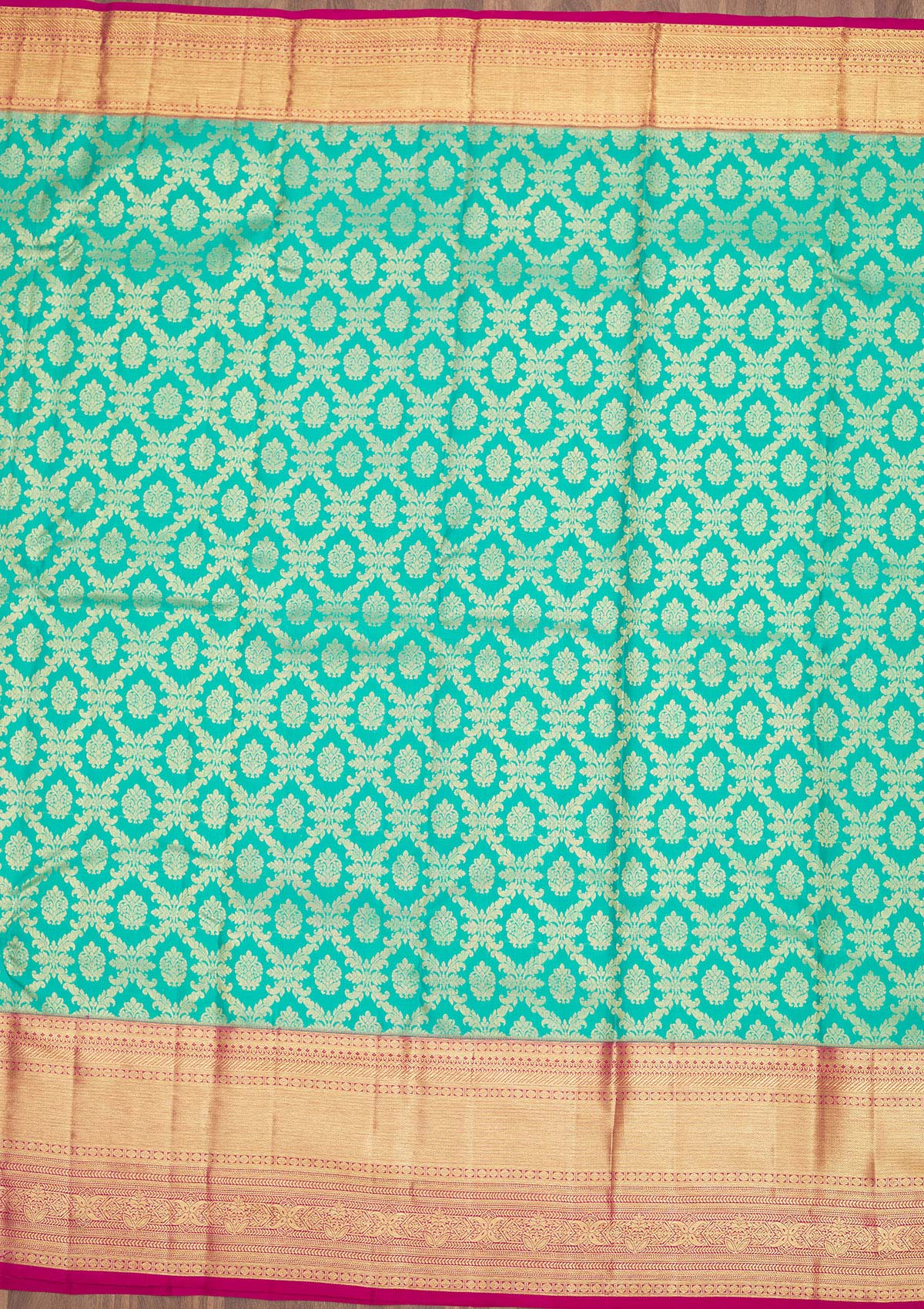 Rama Green Zariwork Pure Silk Saree-Koskii