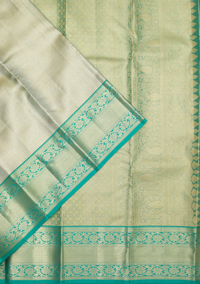 Rama Green Zariwork Pure Silk Saree-Koskii