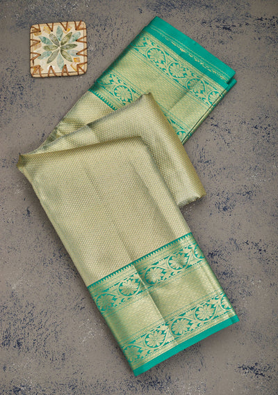 Rama Green Zariwork Pure Silk Saree-Koskii