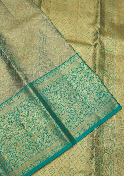 Rama Green Zariwork Pure Silk Saree-Koskii