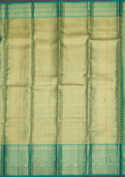 Rama Green Zariwork Pure Silk Saree-Koskii