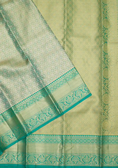 Rama Green Zariwork Pure Silk Saree-Koskii