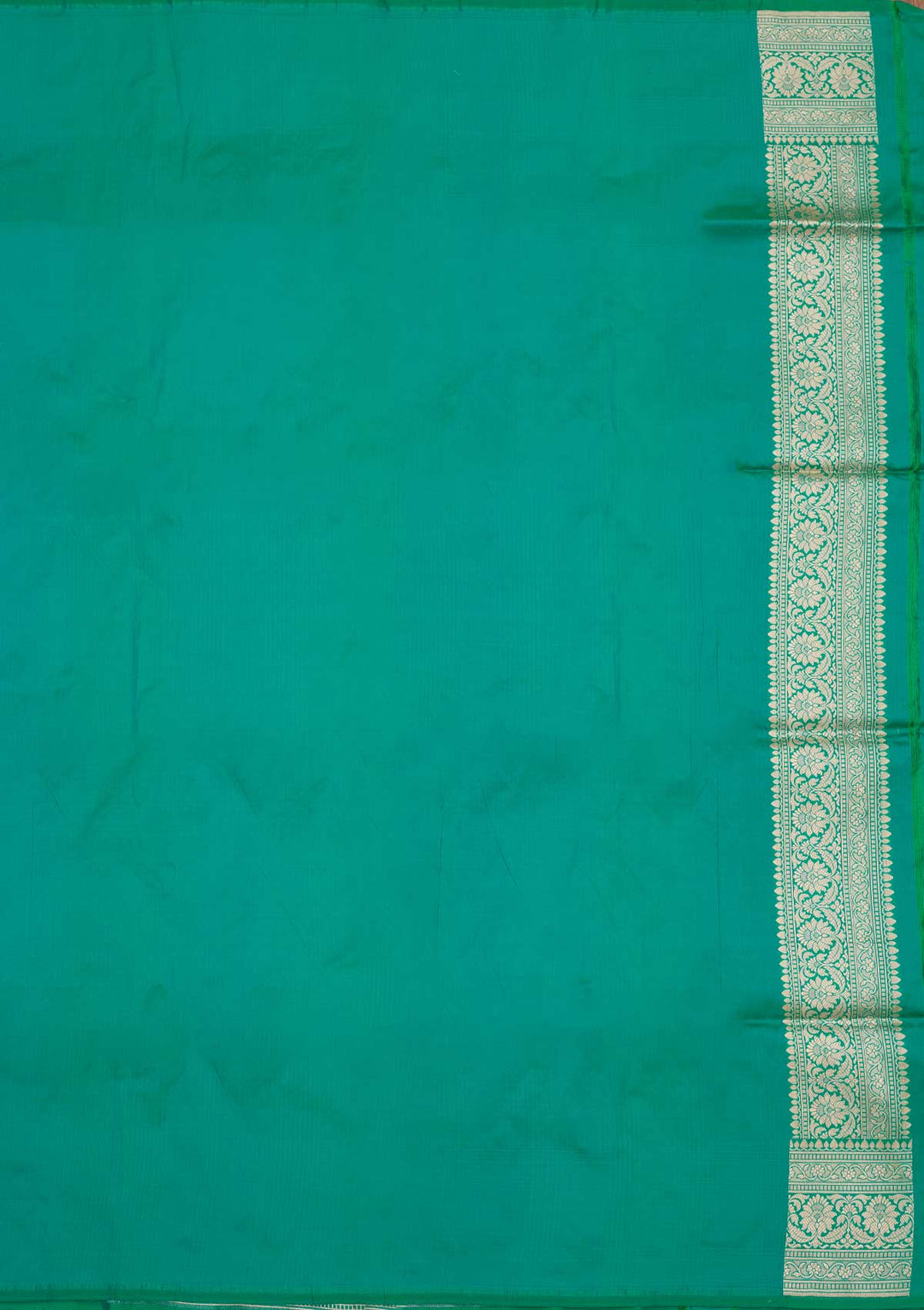 Rama Green Zariwork Pure Silk Saree-Koskii
