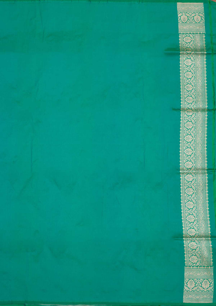 Rama Green Zariwork Pure Silk Saree-Koskii