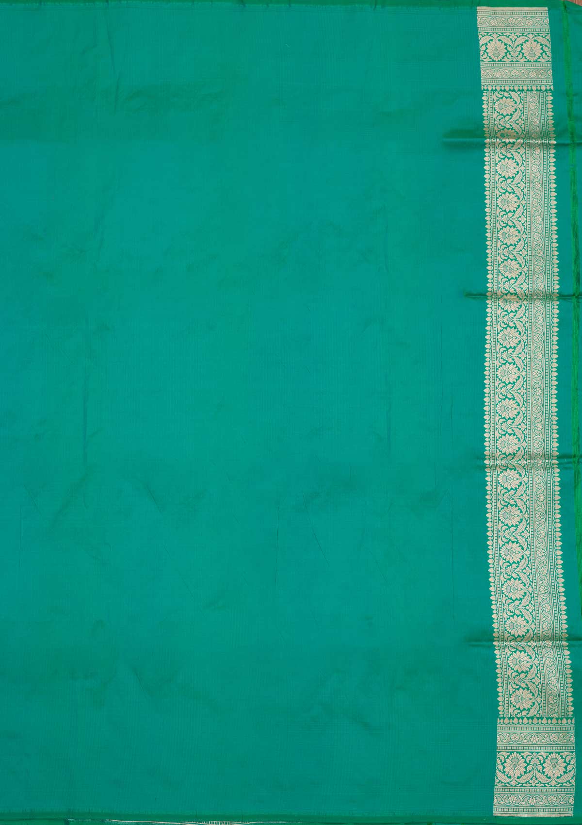 Rama Green Zariwork Pure Silk Saree-Koskii