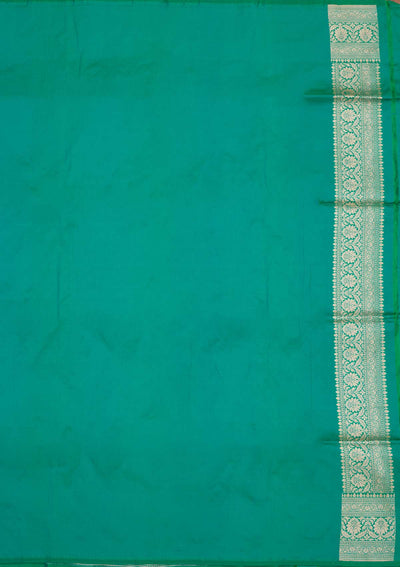 Rama Green Zariwork Pure Silk Saree-Koskii