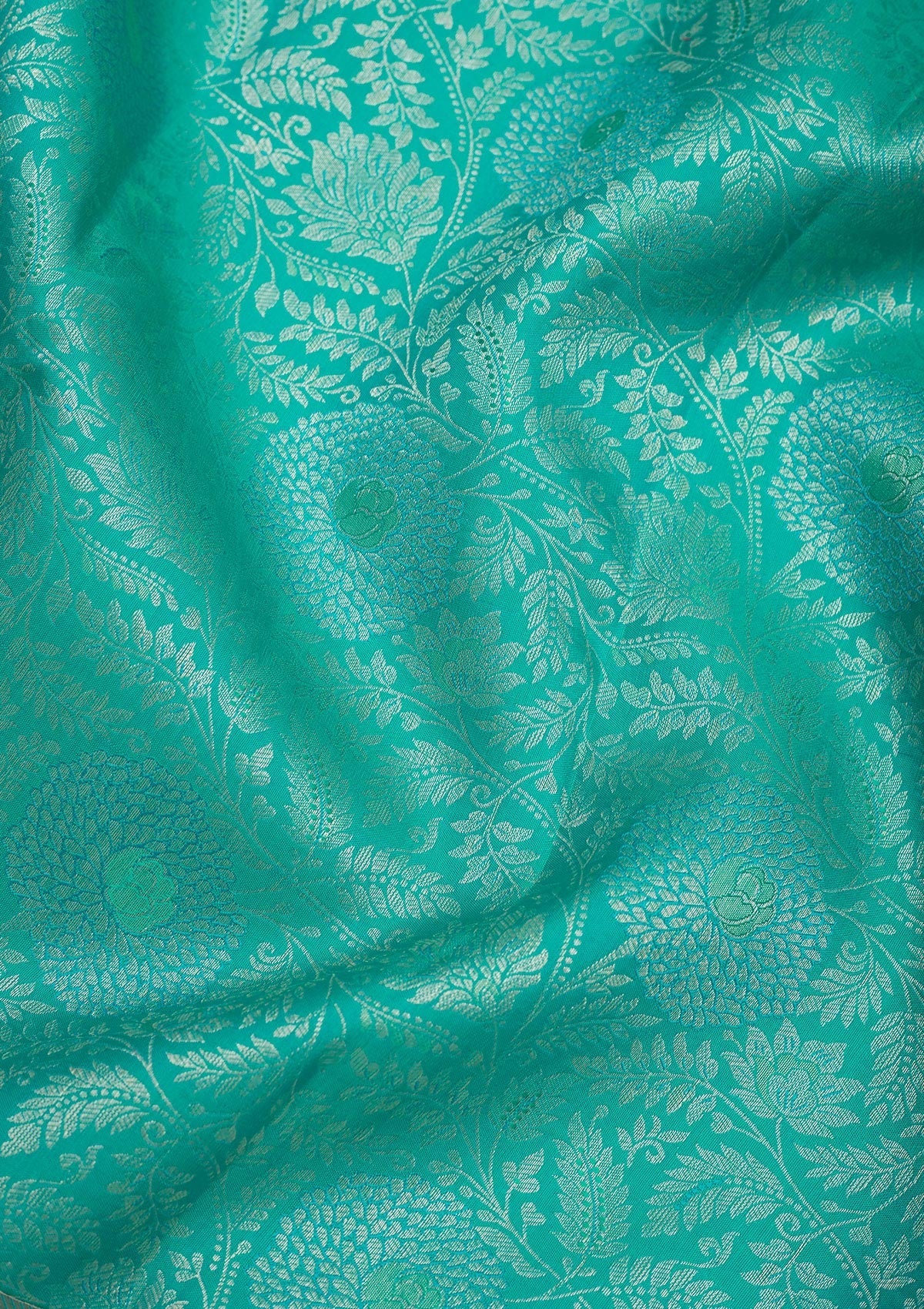 Turquoise Blue Zariwork Pure Silk Saree-Koskii