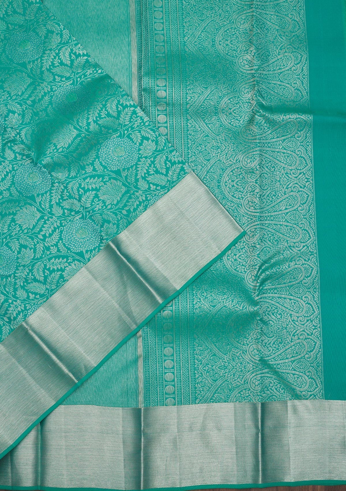 Turquoise Blue Zariwork Pure Silk Saree-Koskii