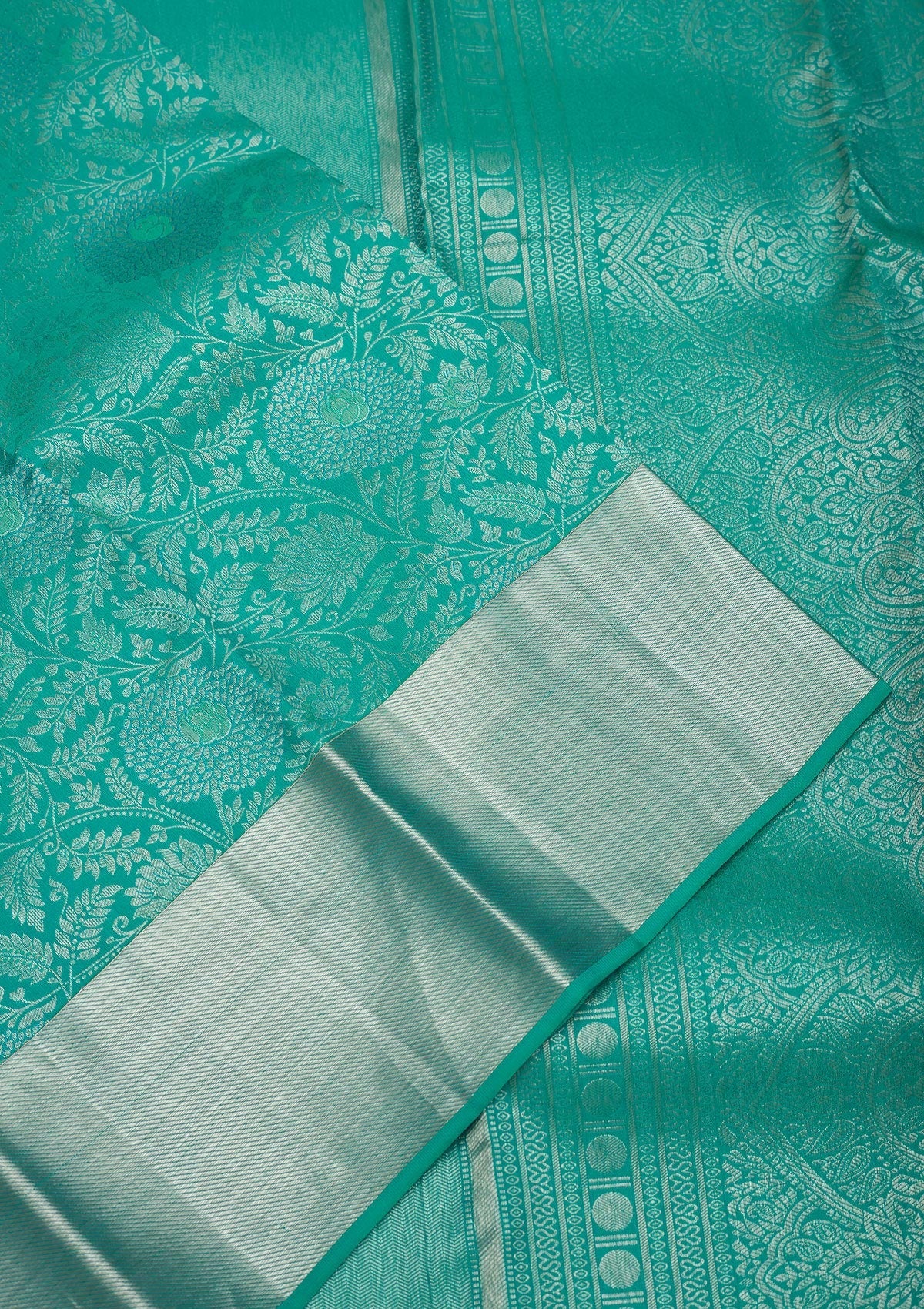 Turquoise Blue Zariwork Pure Silk Saree-Koskii