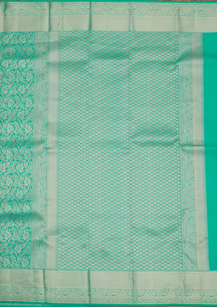 Rama Green Zariwork Pure Silk Saree-Koskii