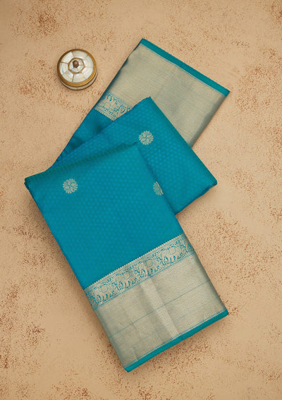 Rama Green Zariwork Pure Silk Saree-Koskii