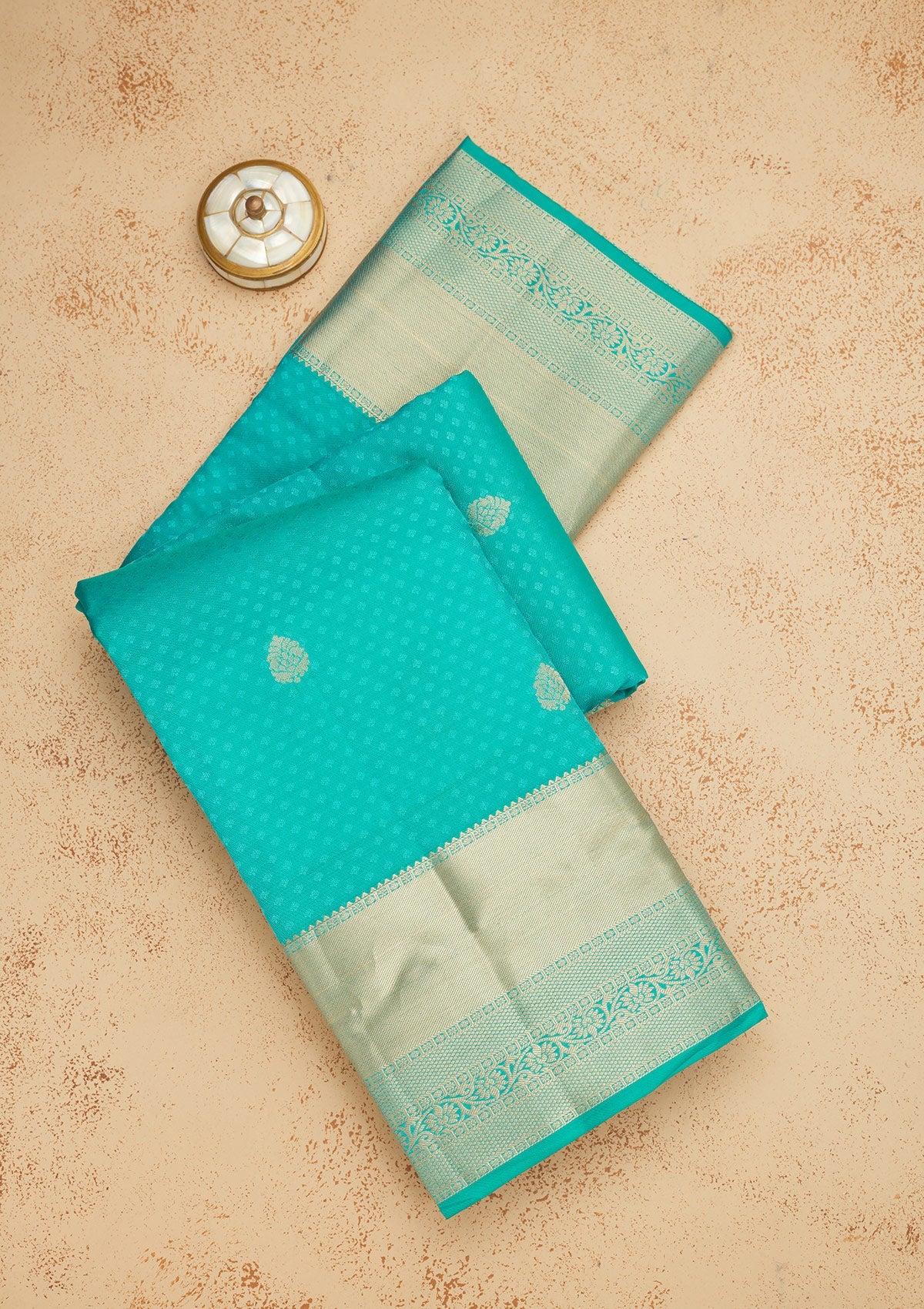 Rama Green Zariwork Pure Silk Saree-Koskii
