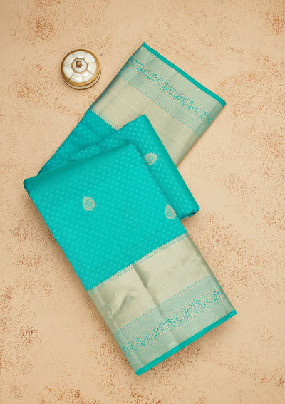 Rama Green Zariwork Pure Silk Saree-Koskii