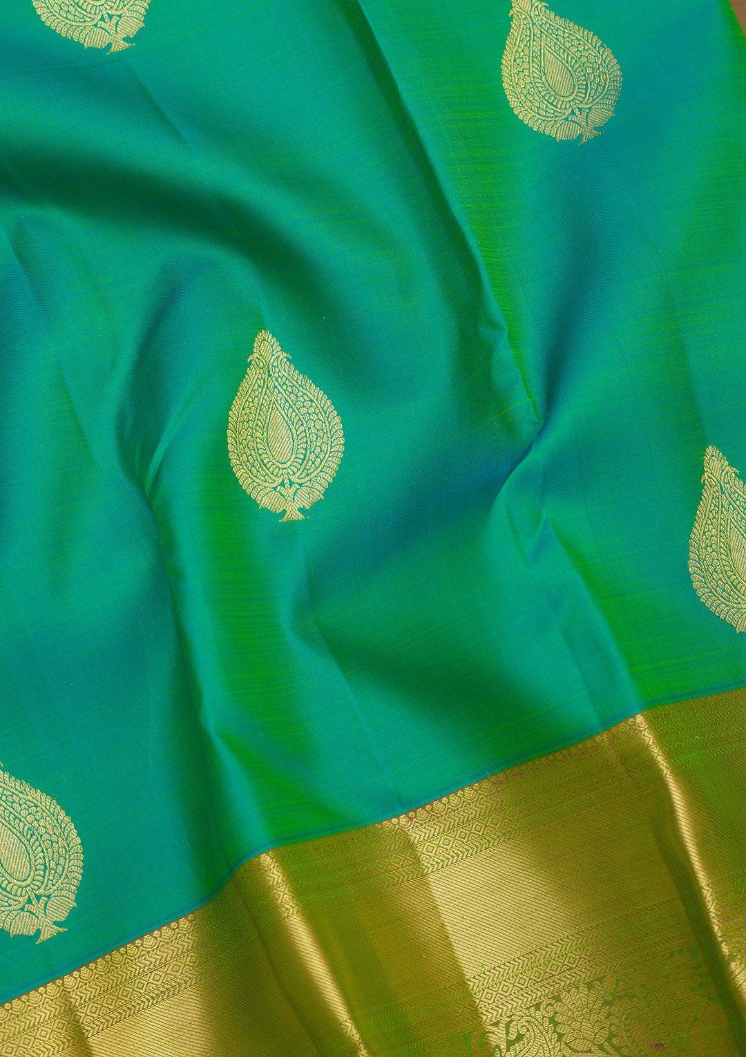 Rama Green Zariwork Pure Silk Saree