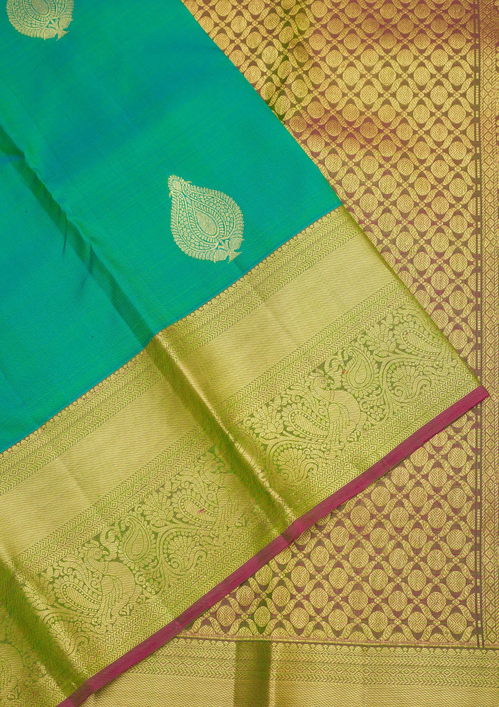 Rama Green Zariwork Pure Silk Saree