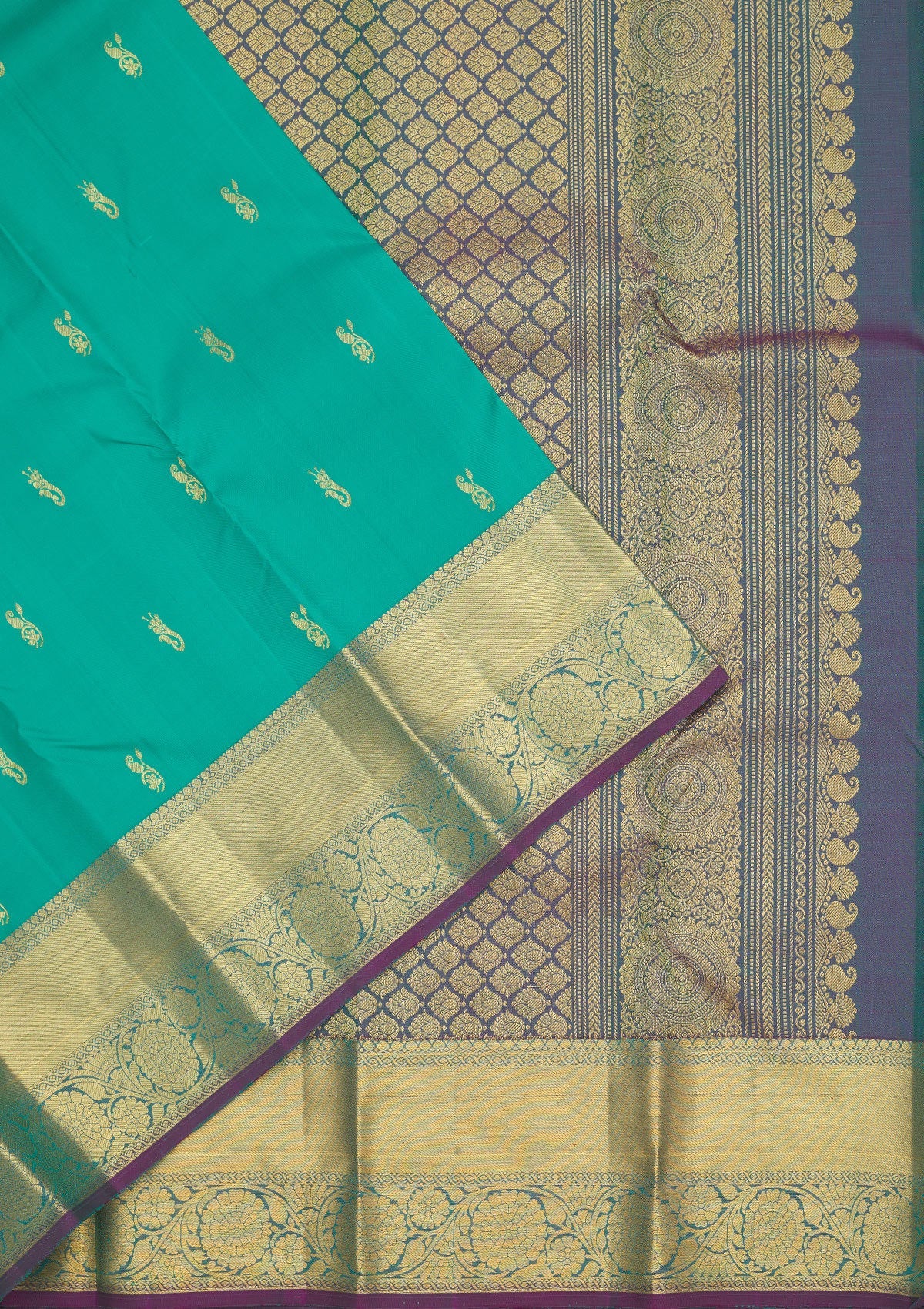 Rama Green Zariwork Pure Silk Saree