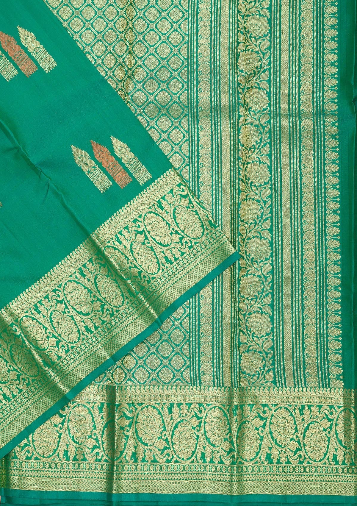 Rama Green Zariwork Pure Silk Saree