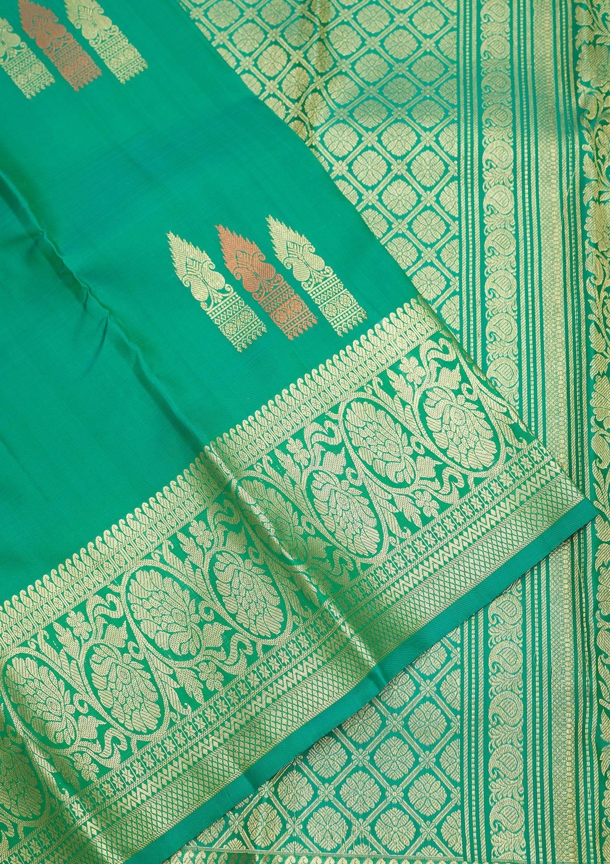 Rama Green Zariwork Pure Silk Saree