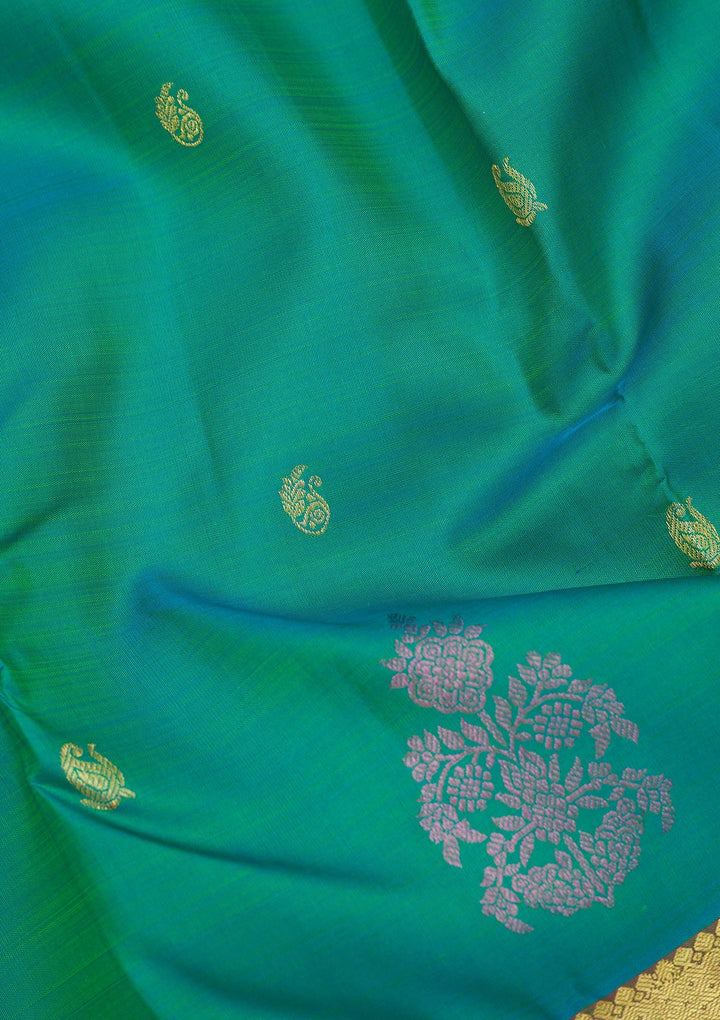 Rama Green Zariwork Pure Silk Saree