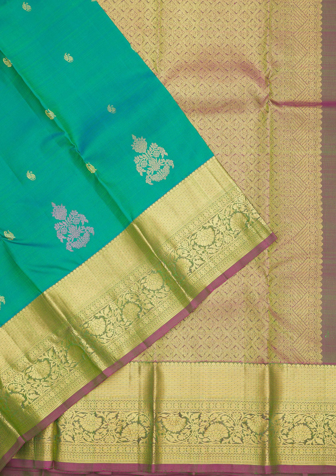 Rama Green Zariwork Pure Silk Saree