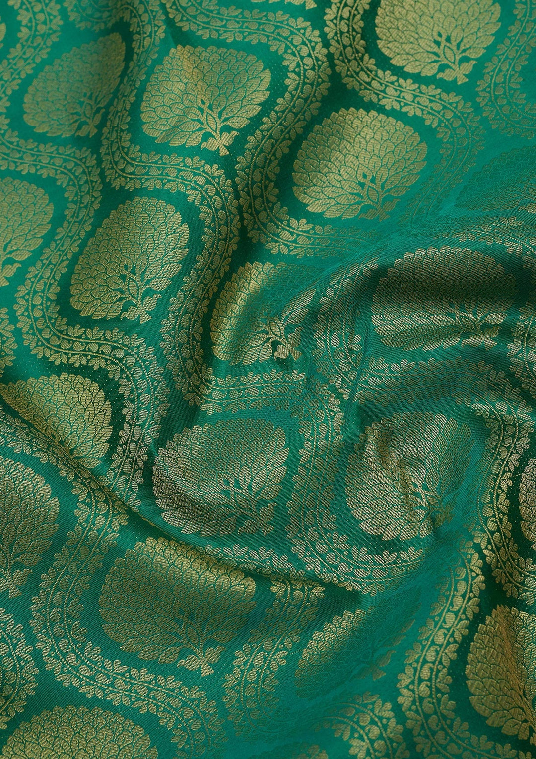 Rama Green Zariwork Pure Silk Saree-Koskii