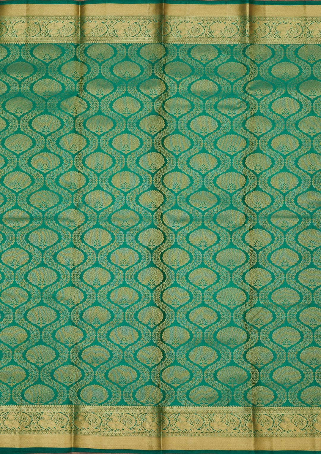 Rama Green Zariwork Pure Silk Saree-Koskii