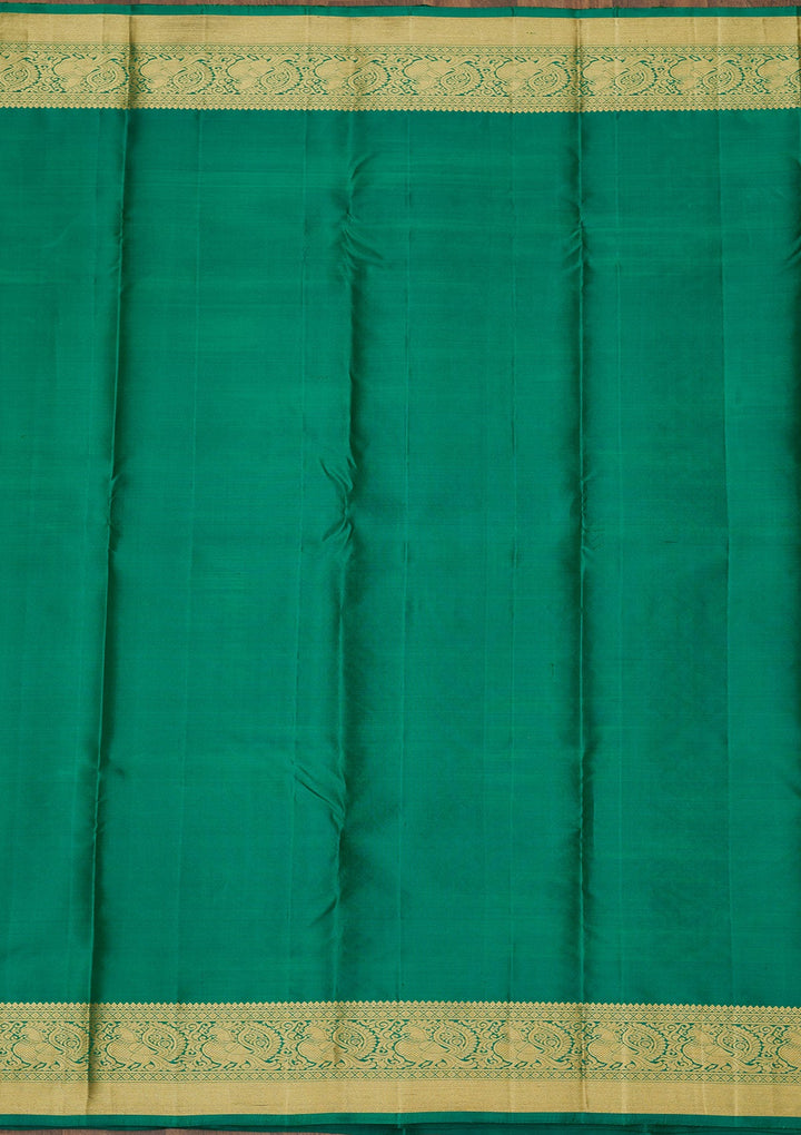 Rama Green Zariwork Pure Silk Saree-Koskii