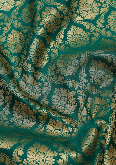 Rama Green Zariwork Pure Silk Saree-Koskii