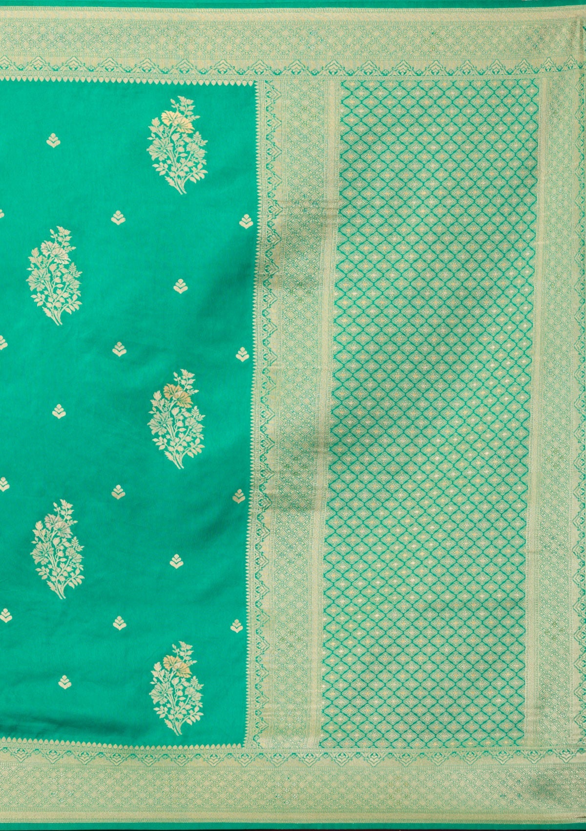 Rama Green Zariwork Soft Silk Saree-Koskii