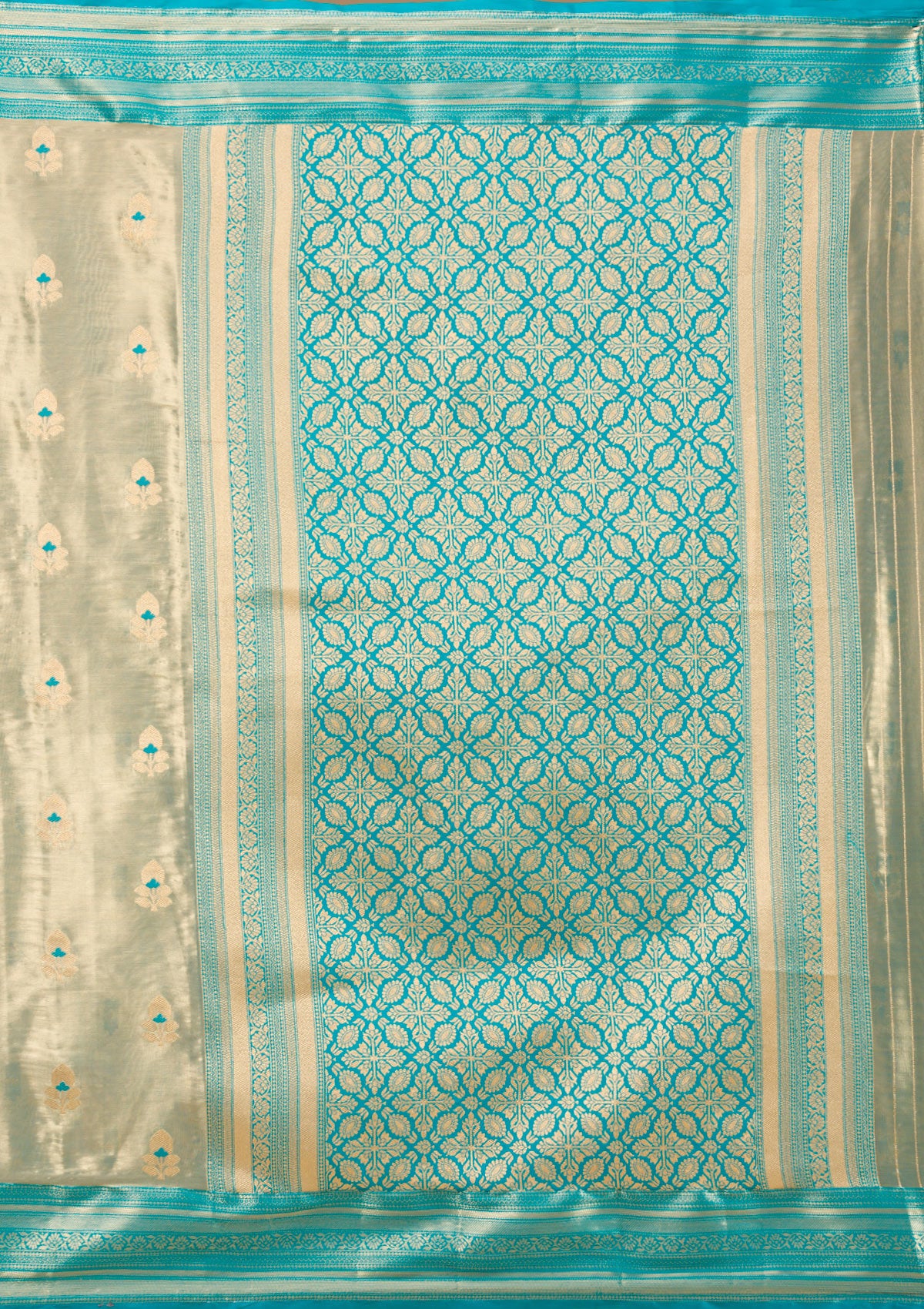 Rama Green Zariwork Tissue Saree