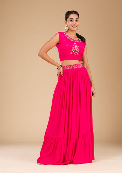 Rani Pink Cutdana Georgette Readymade Lehenga