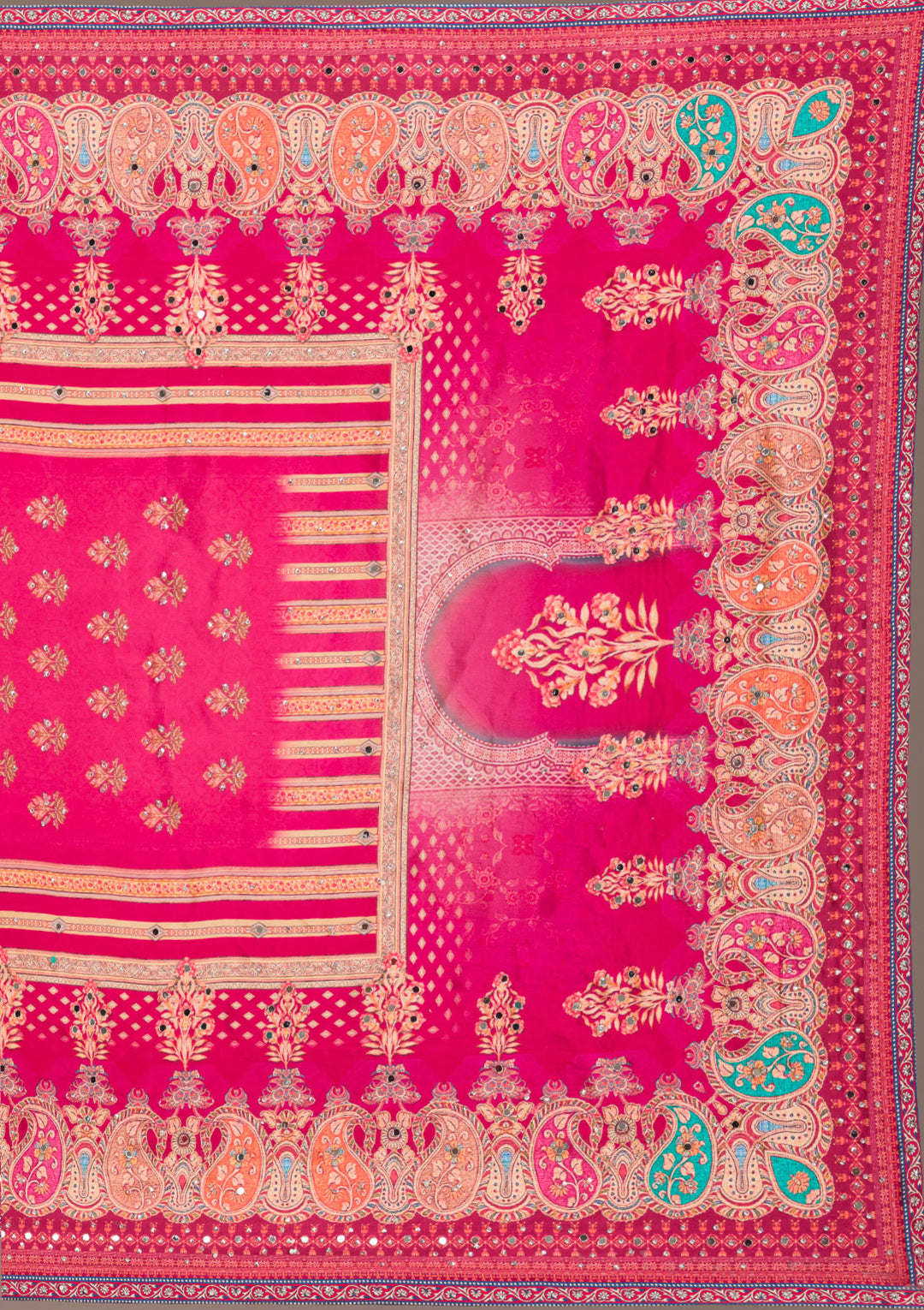 Rani Pink Mirrorwork Satin Readymade Lehenga