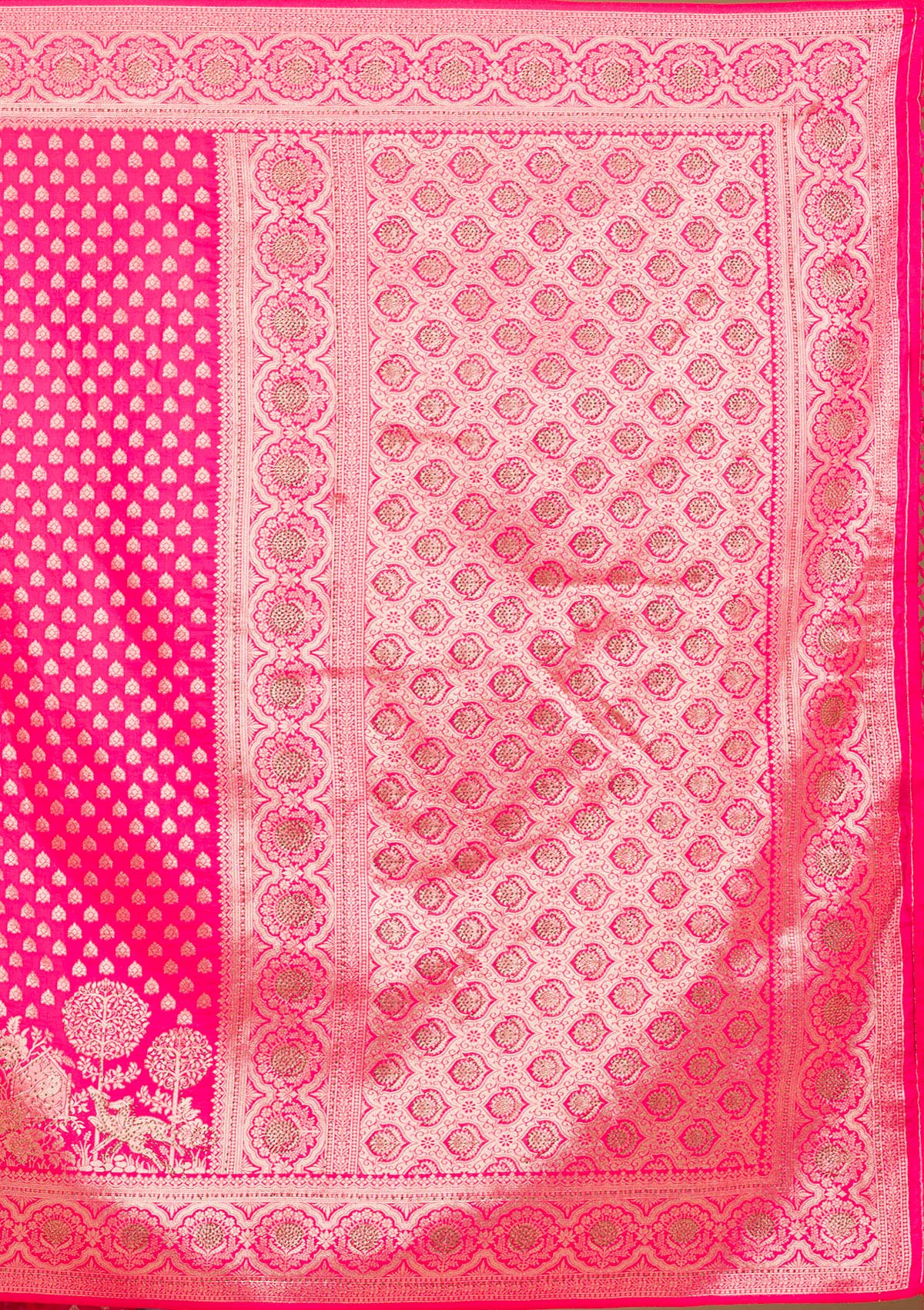 Rani Pink Stonework Art Silk Saree-Koskii